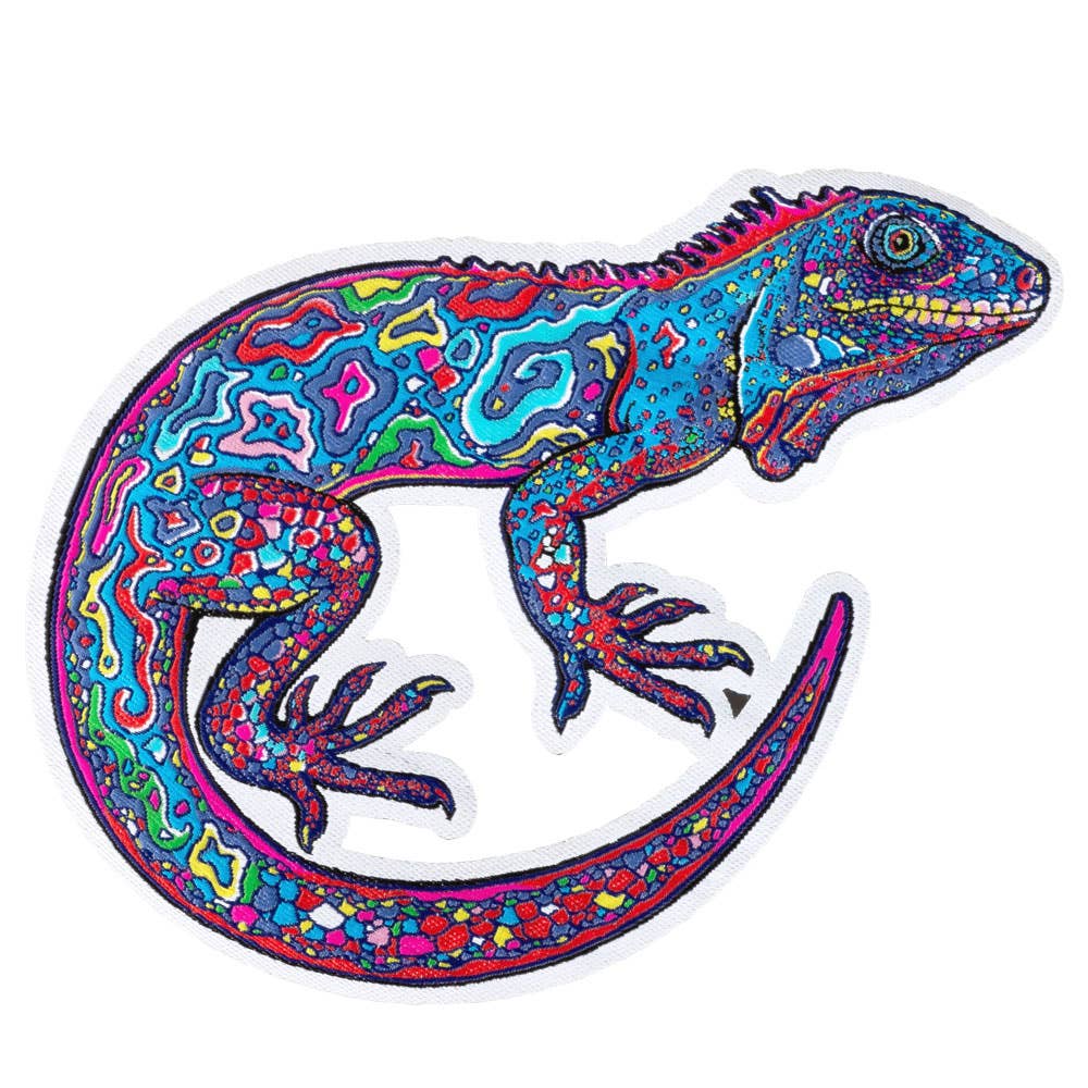 Multicolored Lizard Embroidered Patch